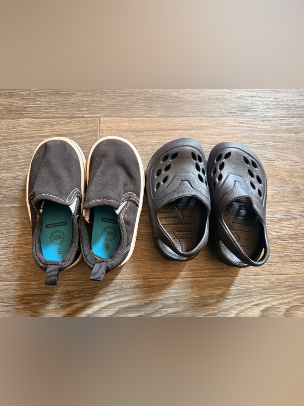 Kids Black Slip-On Canvas Shoes and Black Clog Set - 2-Pack